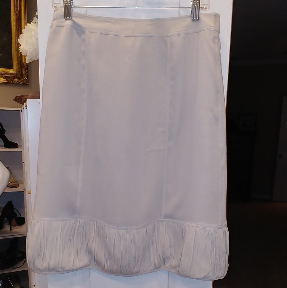 BURBERRY LONDON TAN SILK SKIRT 8 - Picture 2 of 7